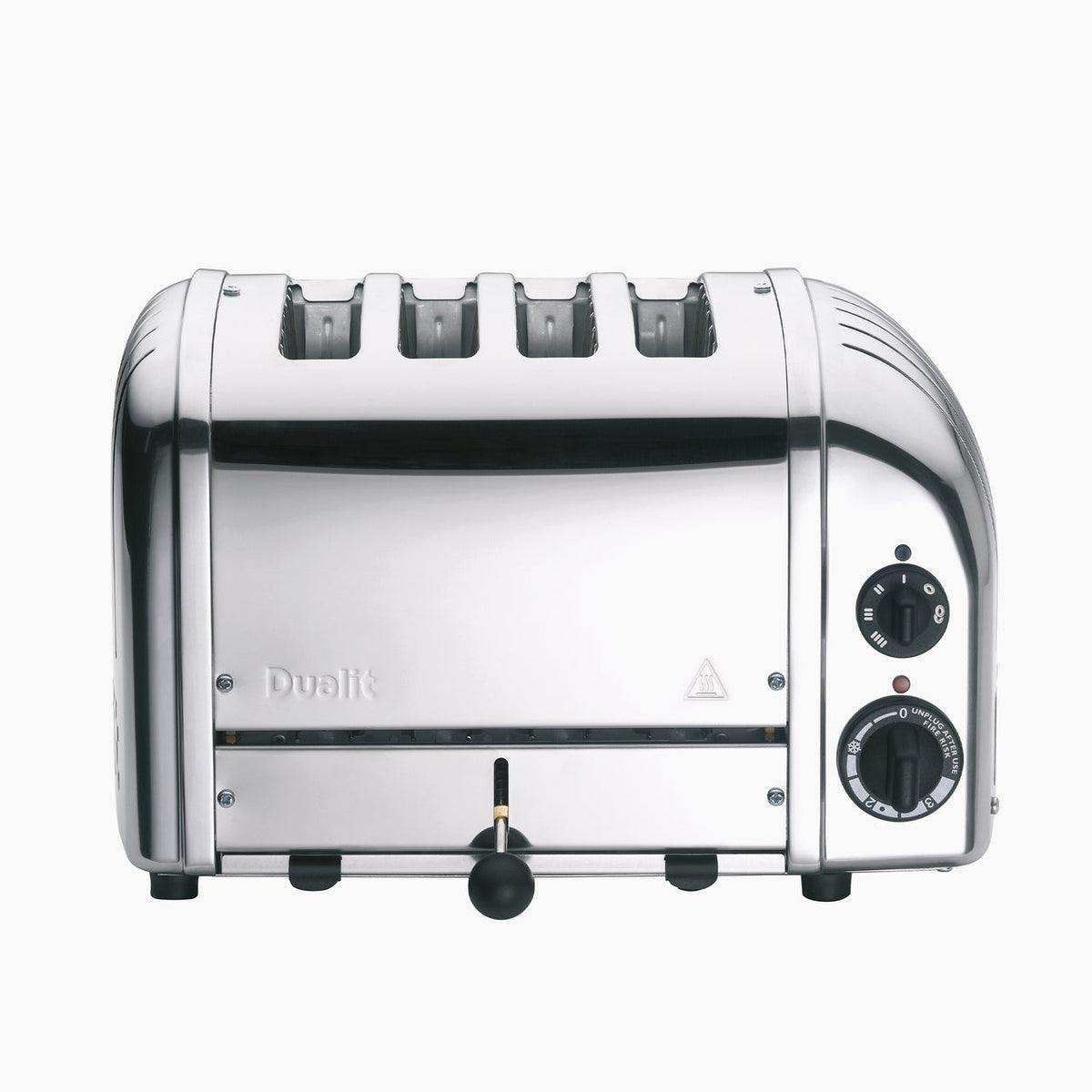 Dualit 4 Slice NewGen Classic Toaster Chrome front view