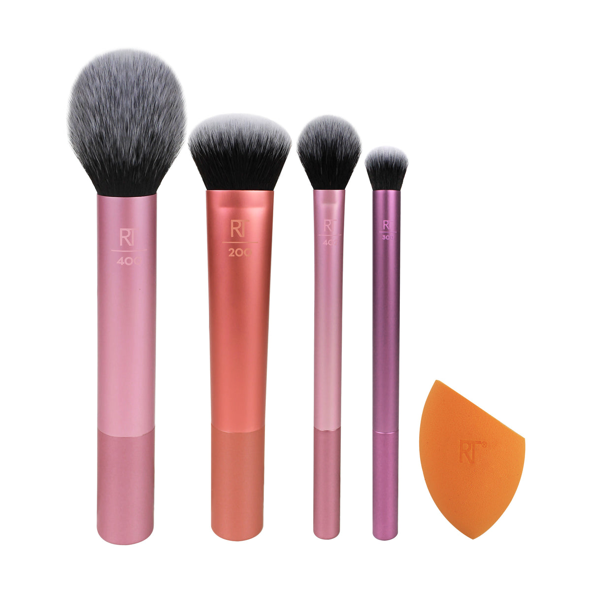 Real Techniques Everyday Essentials Makeup Brush Set with four brushes and Miracle Complexion Sponge