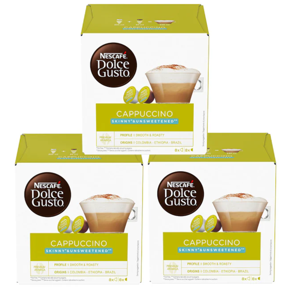 Nescafé Dolce Gusto Cappuccino Skinny Unsweetened Coffee Pods Pack of 3 | Elagili
