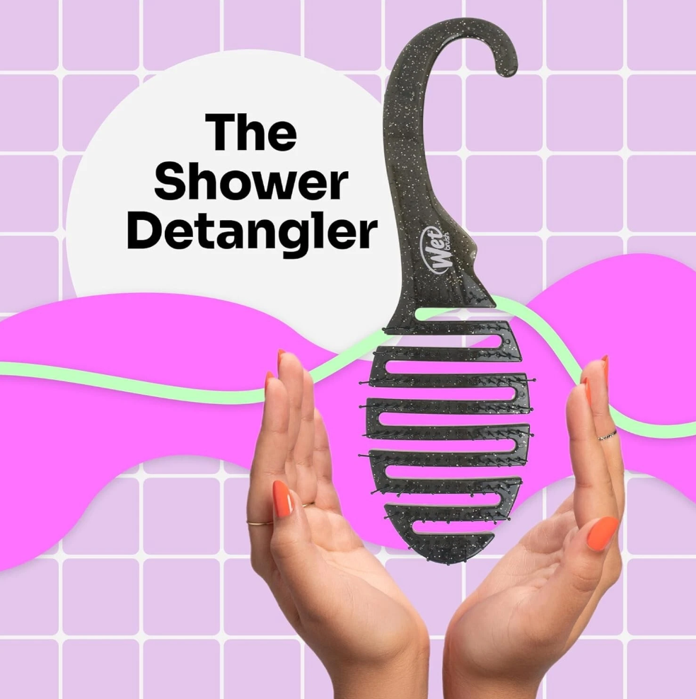 Wet Brush Shower Detangler - Black Glitter