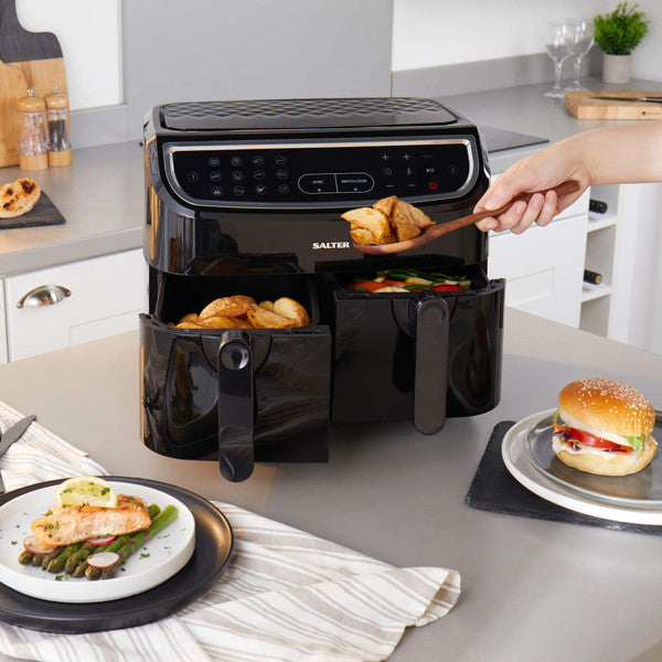 Salter EK6368 dual air fryer serving image