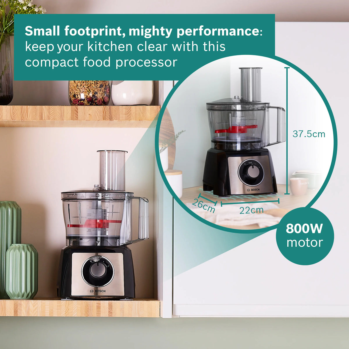 Bosch MultiTalent 3 MCM3501MGB Food Processor 800W - Black/Stainless Steel