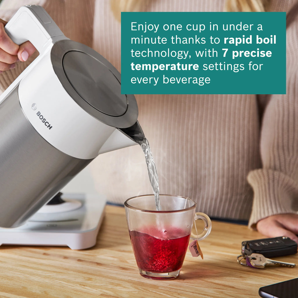 Bosch Sky TWK7201GB Variable Temperature Kettle 1.7L - Brushed Steel