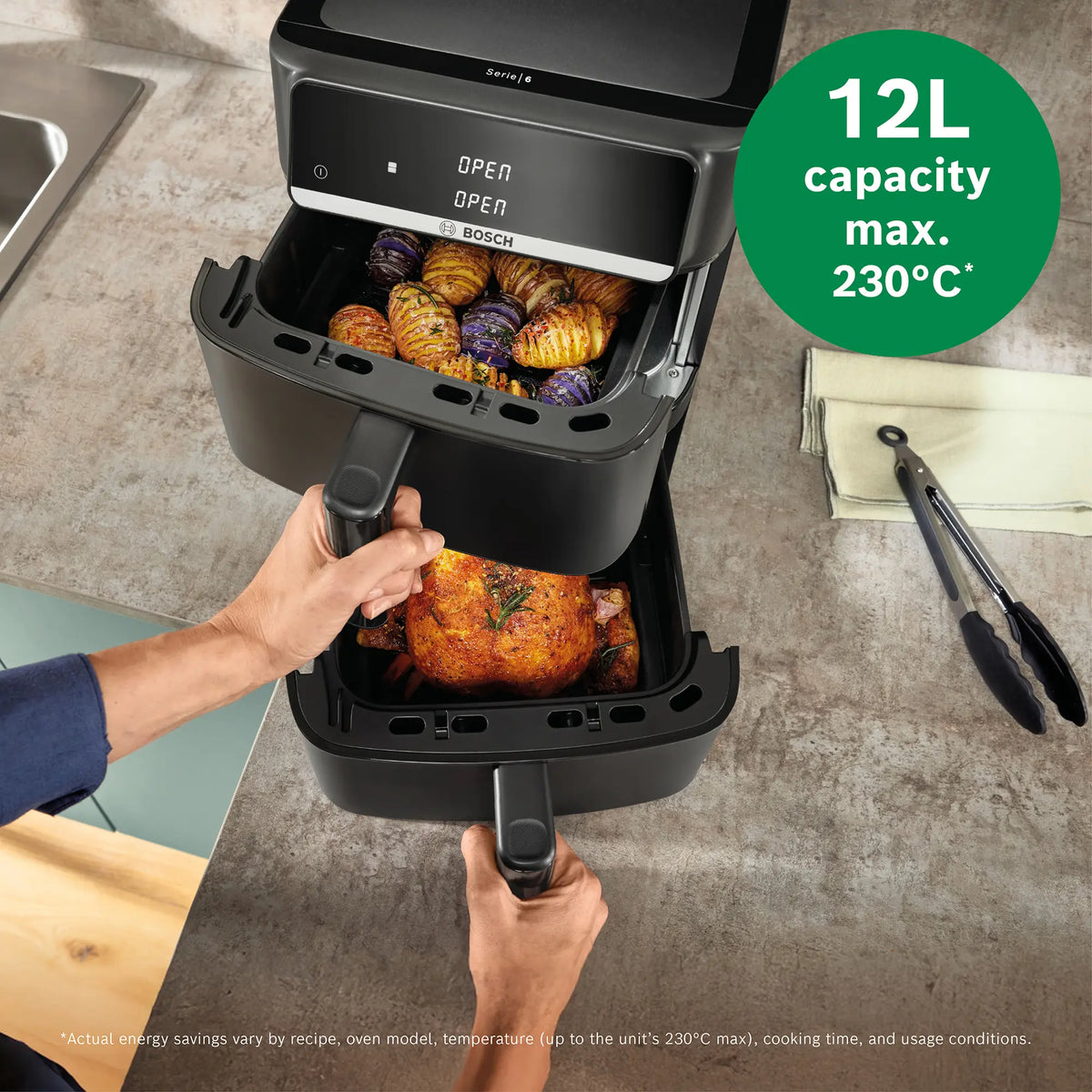Bosch Series 6 MAFD661B0G 12L Double Stack Air Fryer - Black
