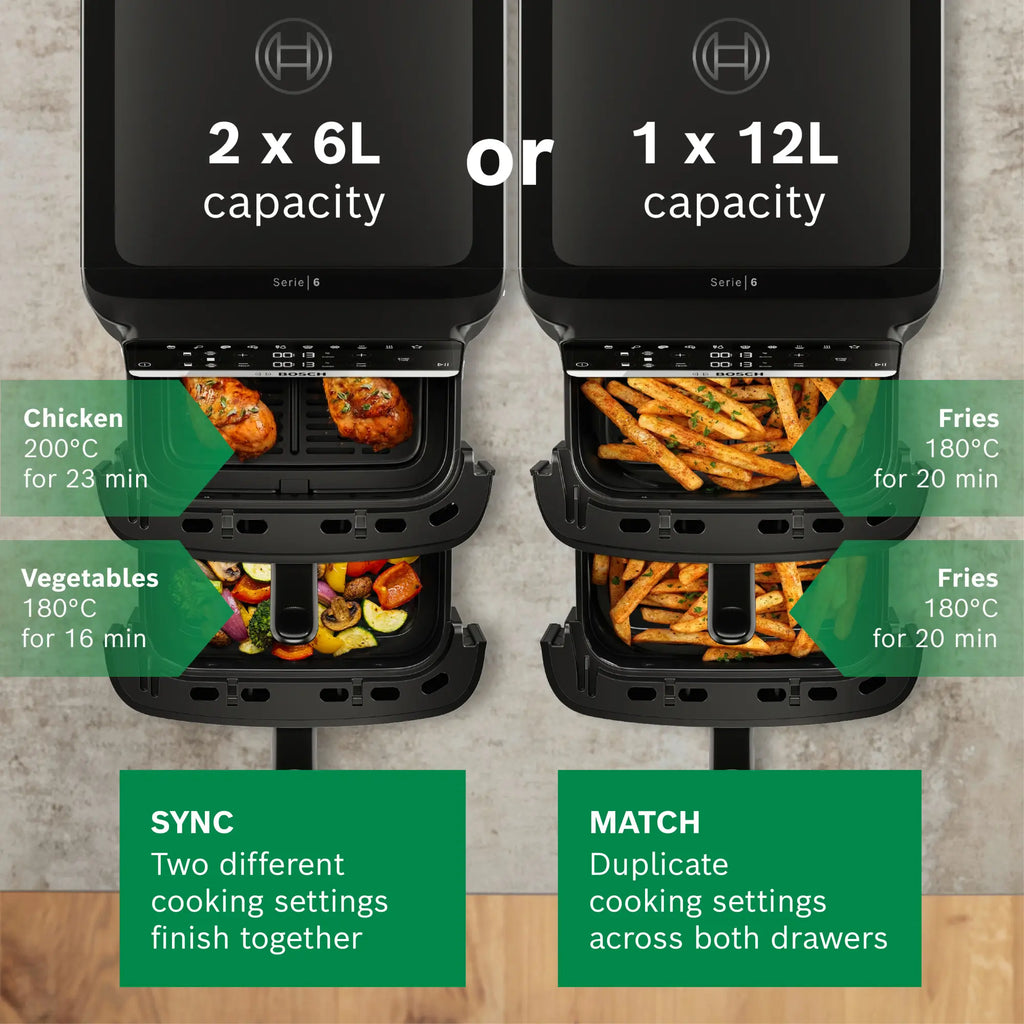 Bosch Series 6 MAFD661B0G 12L Double Stack Air Fryer - Black