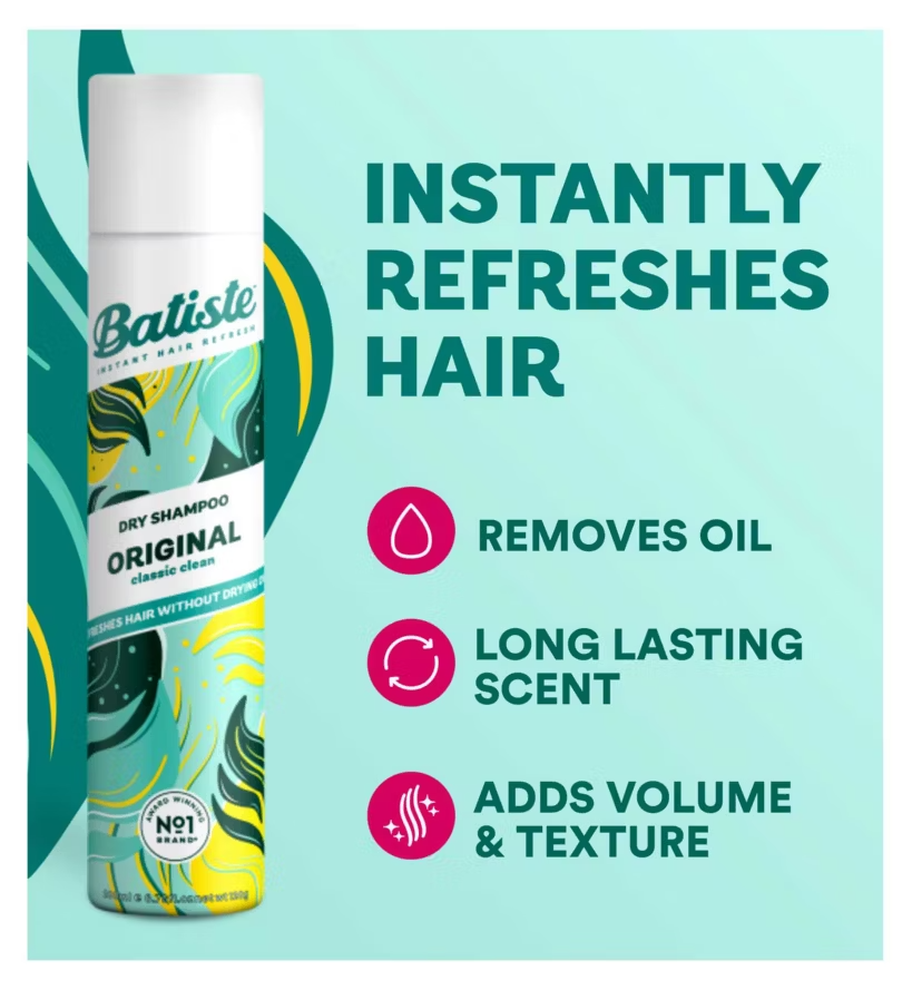 Batiste Dry Shampoo Original, Classic Fresh Fragrance Dry Hair Shampoo