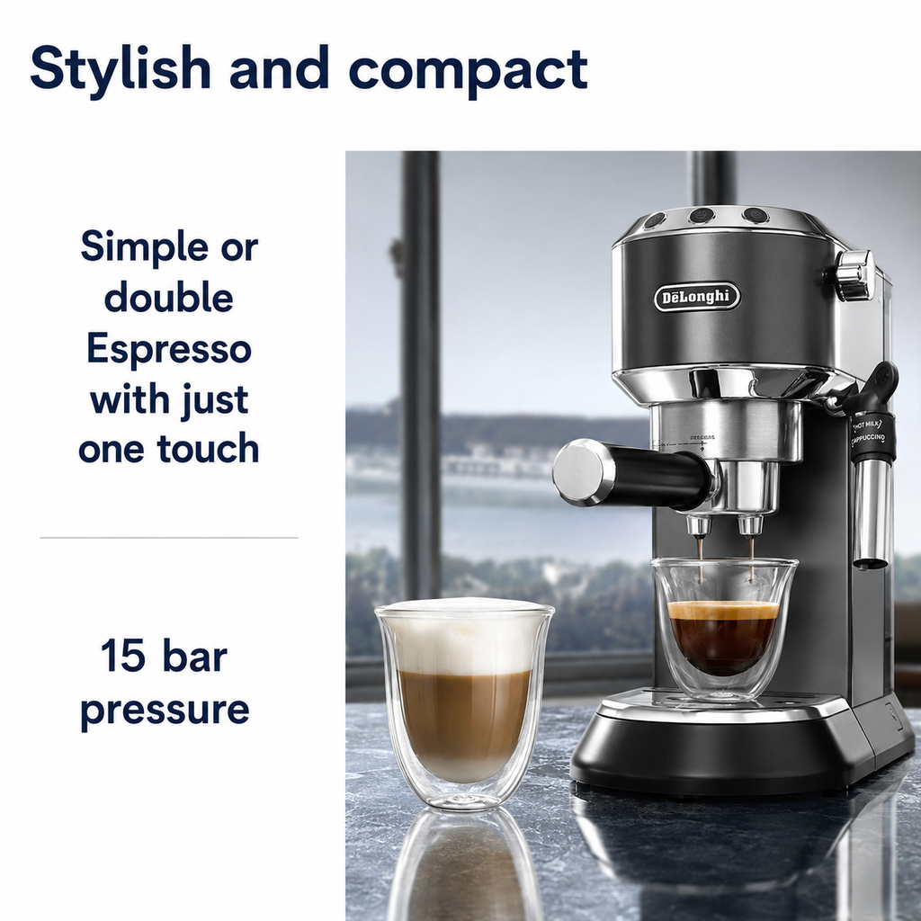 De'Longhi Dedica Style EC685.BK black espresso machine - additional product view