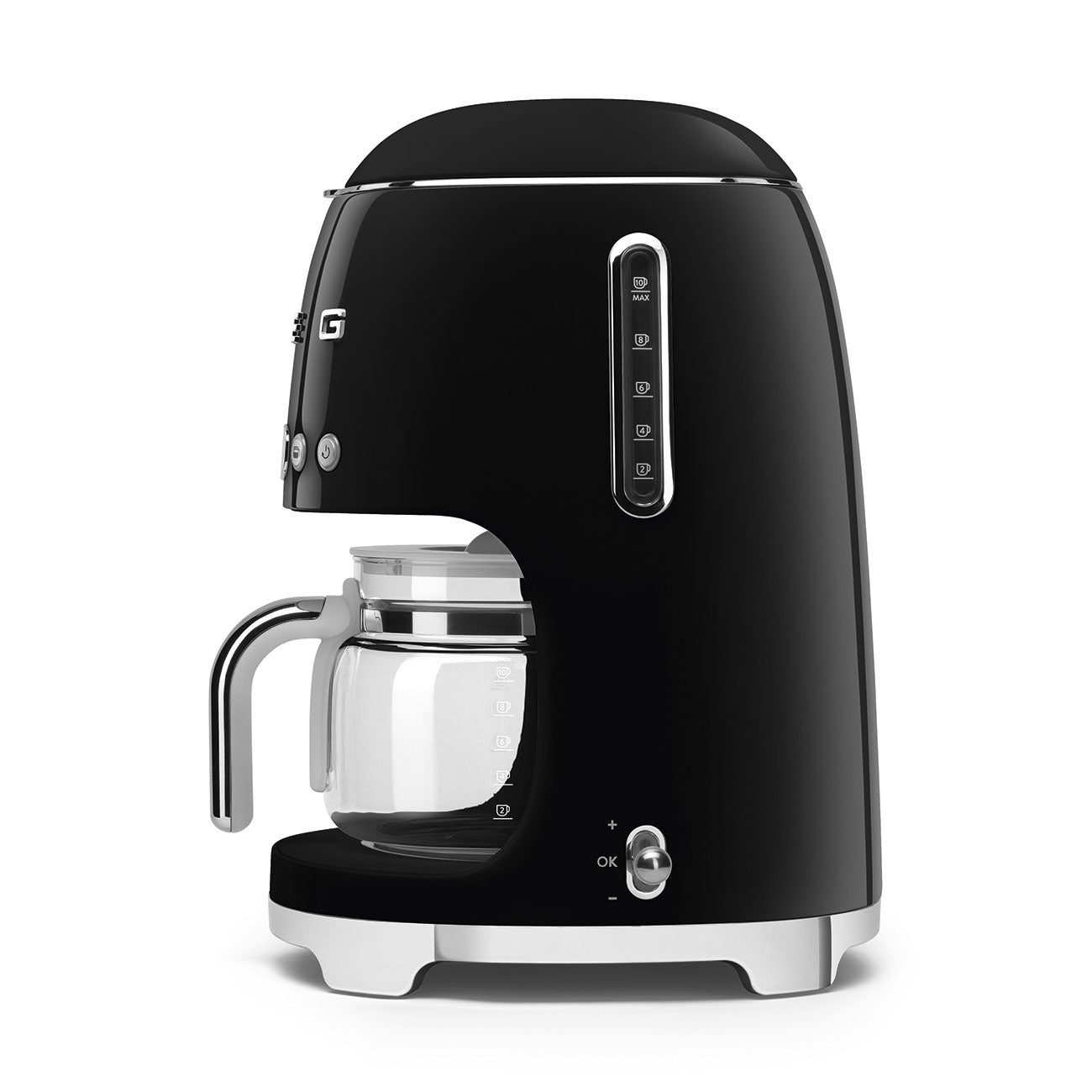 Smeg Black Drip Filter Coffee Machine Auto-Start Timer, 50's Style DCF02BLUK