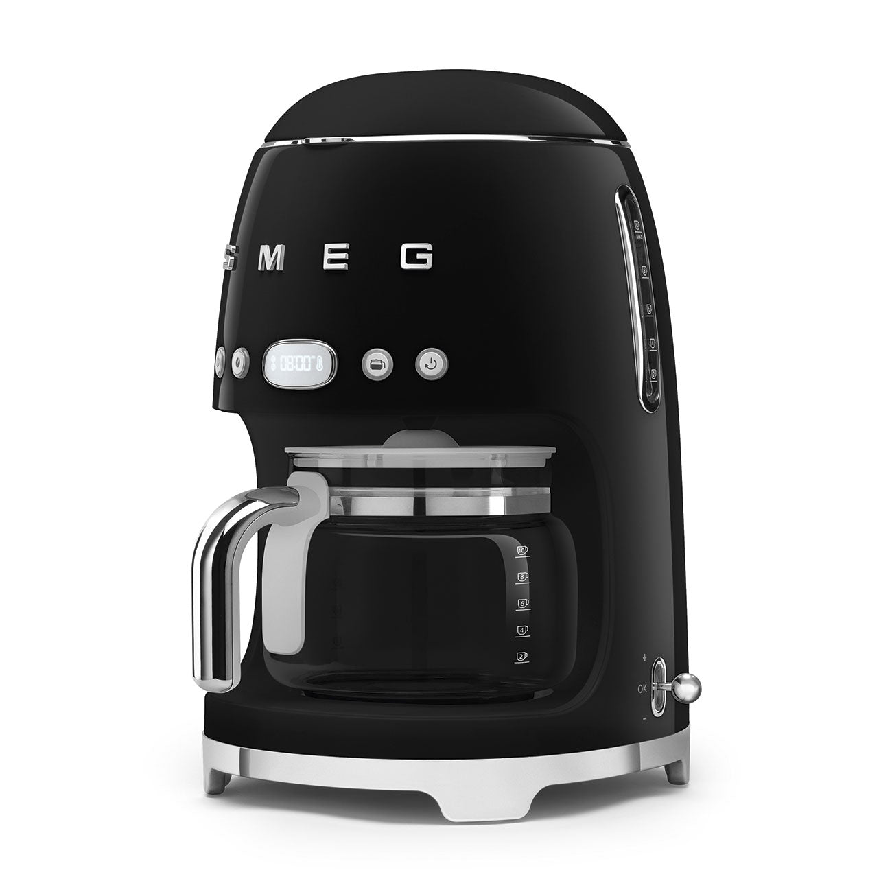 Smeg Black Drip Filter Coffee Machine Auto-Start Timer, 50's Style DCF02BLUK