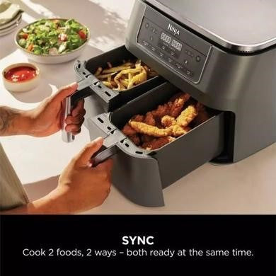 Ninja Foodi DZ300UK Dual Zone 7.6L Air Fryer - Gun Metal Grey