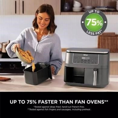 Ninja Foodi DZ300UK Dual Zone 7.6L Air Fryer - Gun Metal Grey