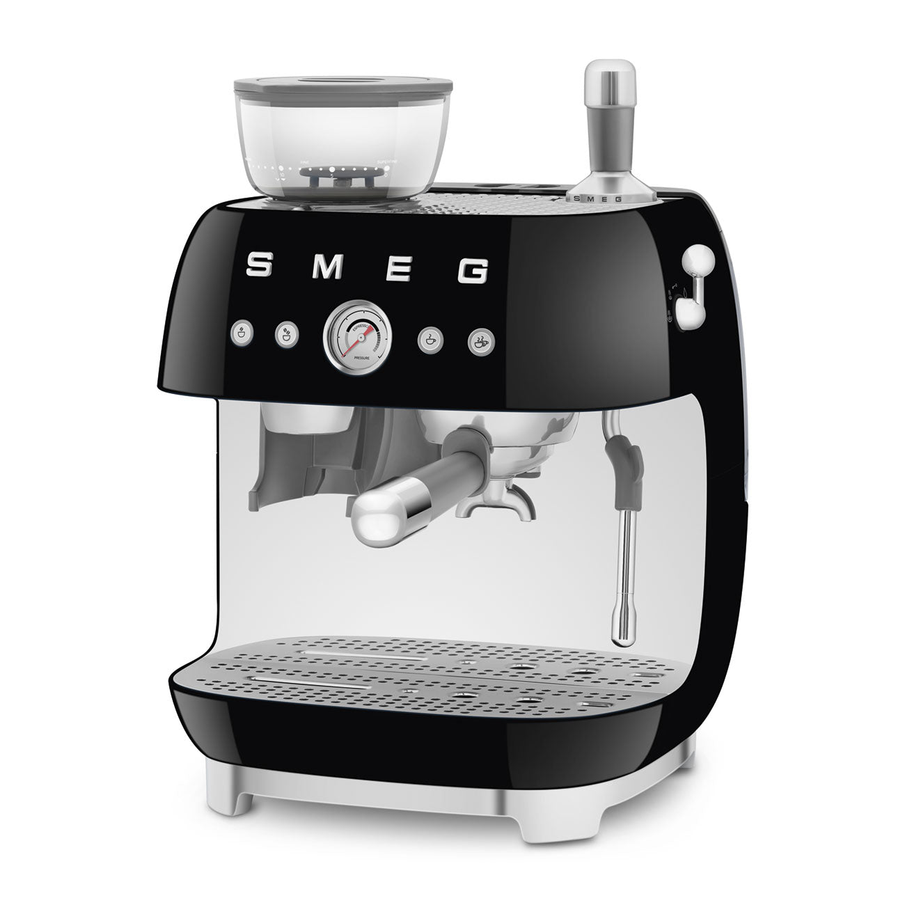 Smeg Black Espresso Coffee Machine with Grinder 50's  EGF03BLUK