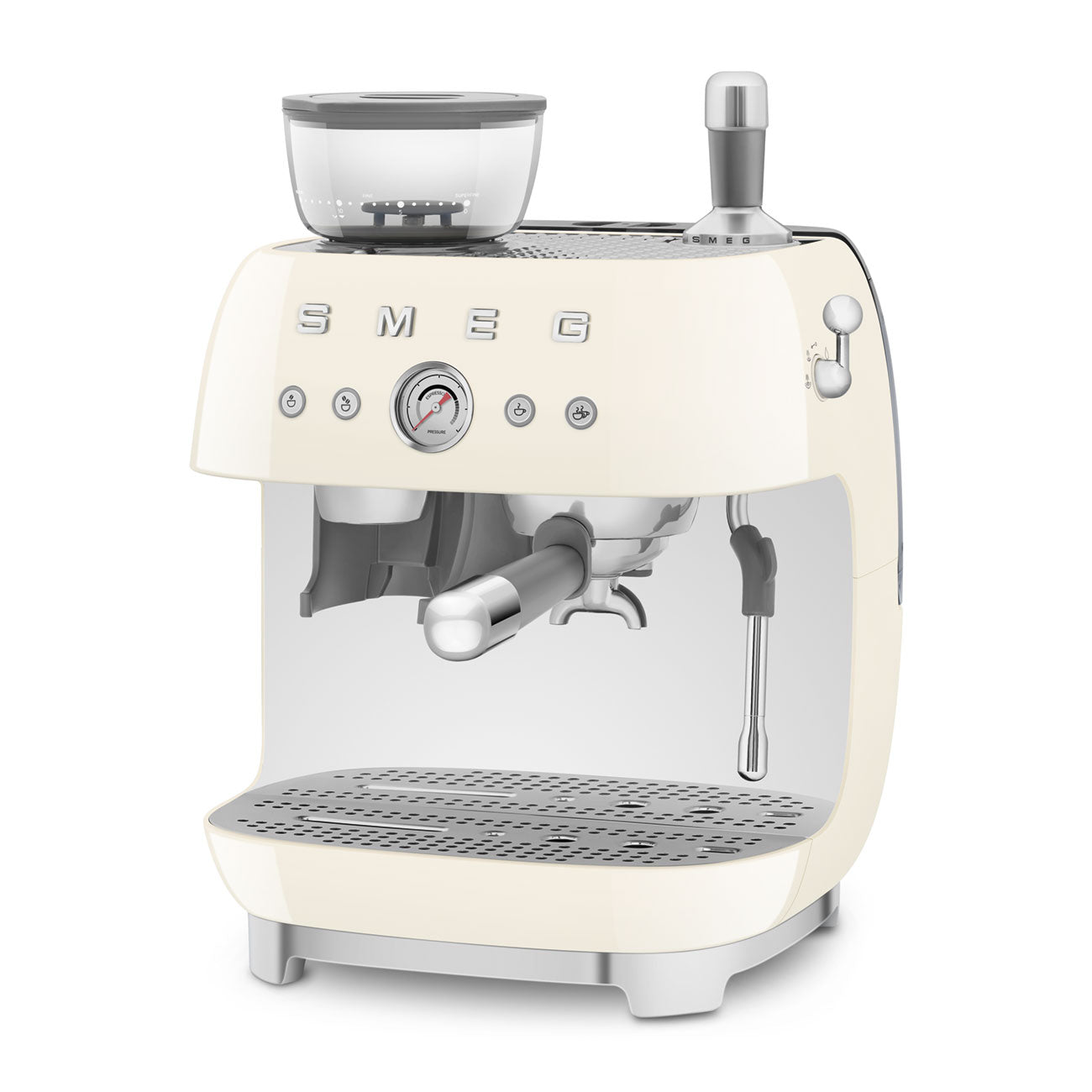 Smeg Cream Espresso Coffee Machine with Grinder 50's EGF03CRUK