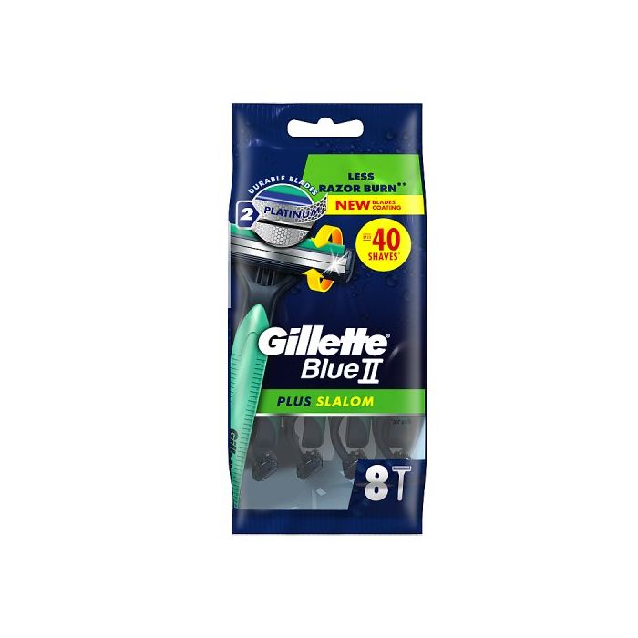 Gillette Blue II Plus Slalom Disposable Razors 8 Pack | Men's UK