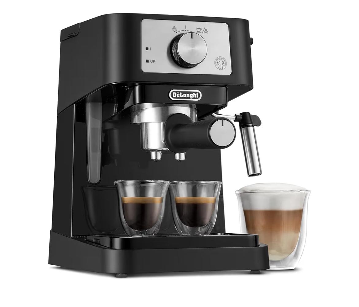 De'Longhi Stilosa Traditional Pump Espresso Coffee Machine - Black / Silver - EC260.BK