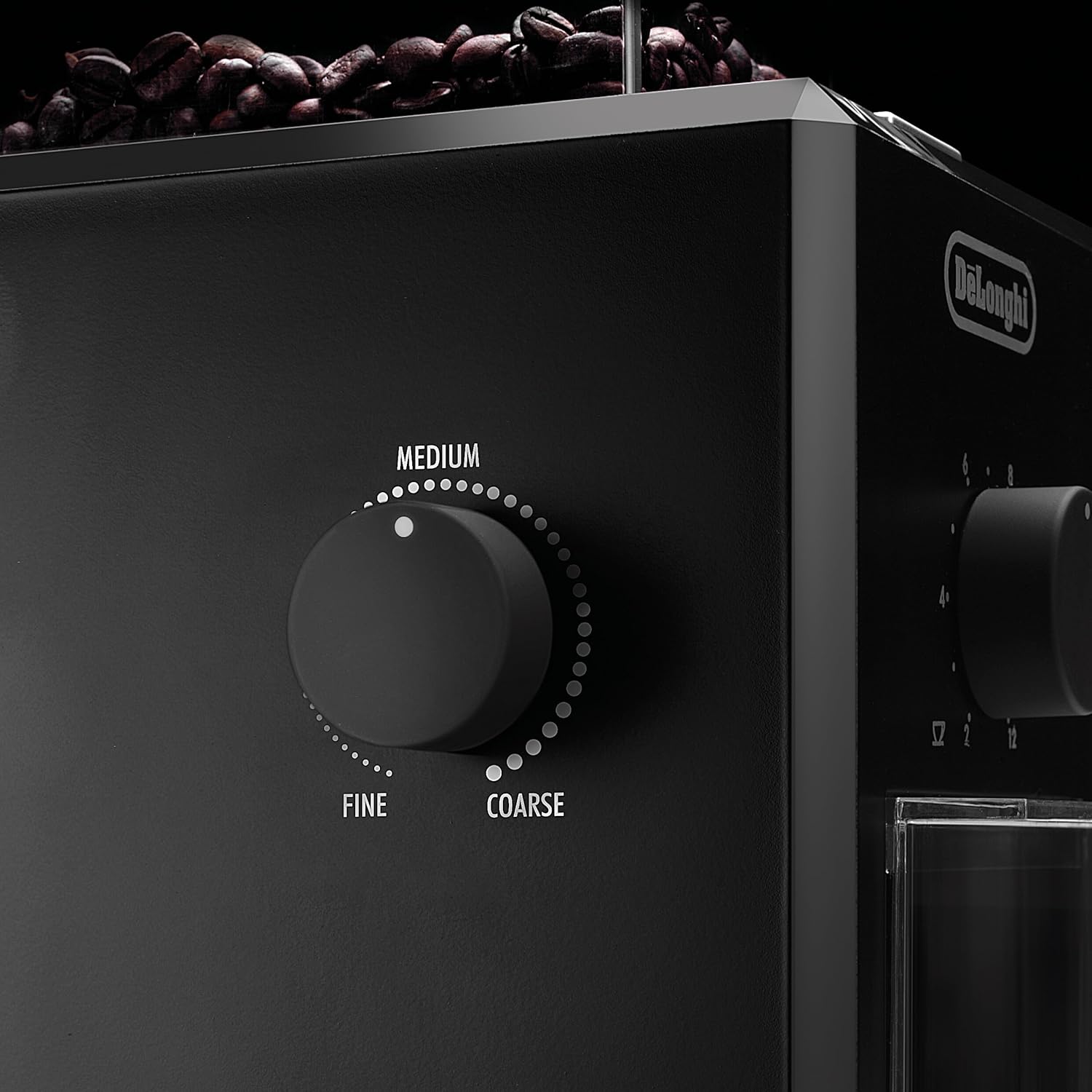 De'Longhi KG79 burr coffee grinder - grind setting controls