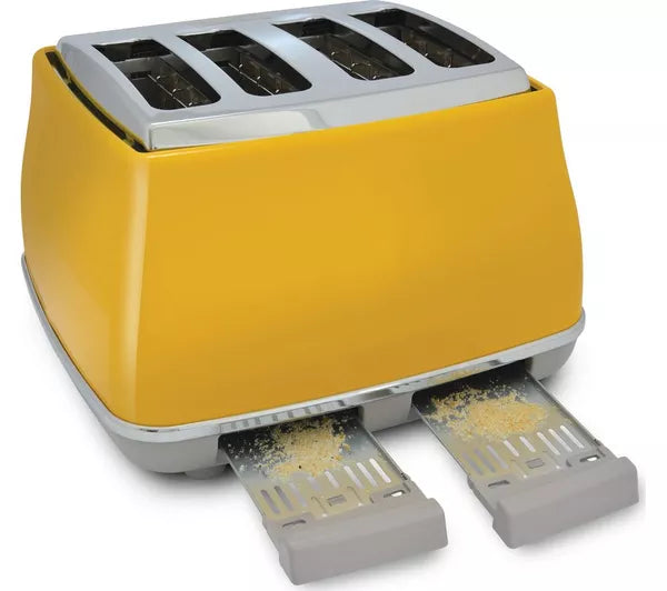 DELONGHI Icona Capitals CTOC4003.Y 4-Slice Toaster - Yellow