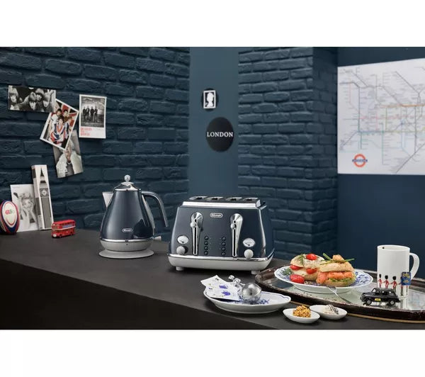 DELONGHI Icona Capitals CTOC4003.BL 4-Slice Toaster - Blue