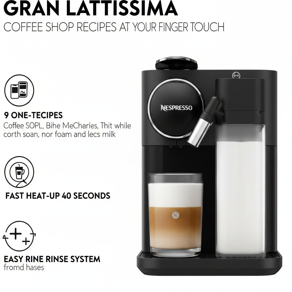Nespresso Gran Lattissima EN640B Coffee Pod Machine (DeLonghi) – Black