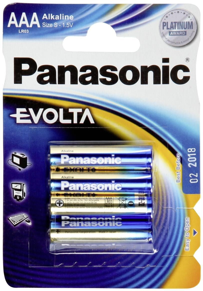 Panasonic Evolta AAA alkaline batteries 4 pack LR03EGE/4BP