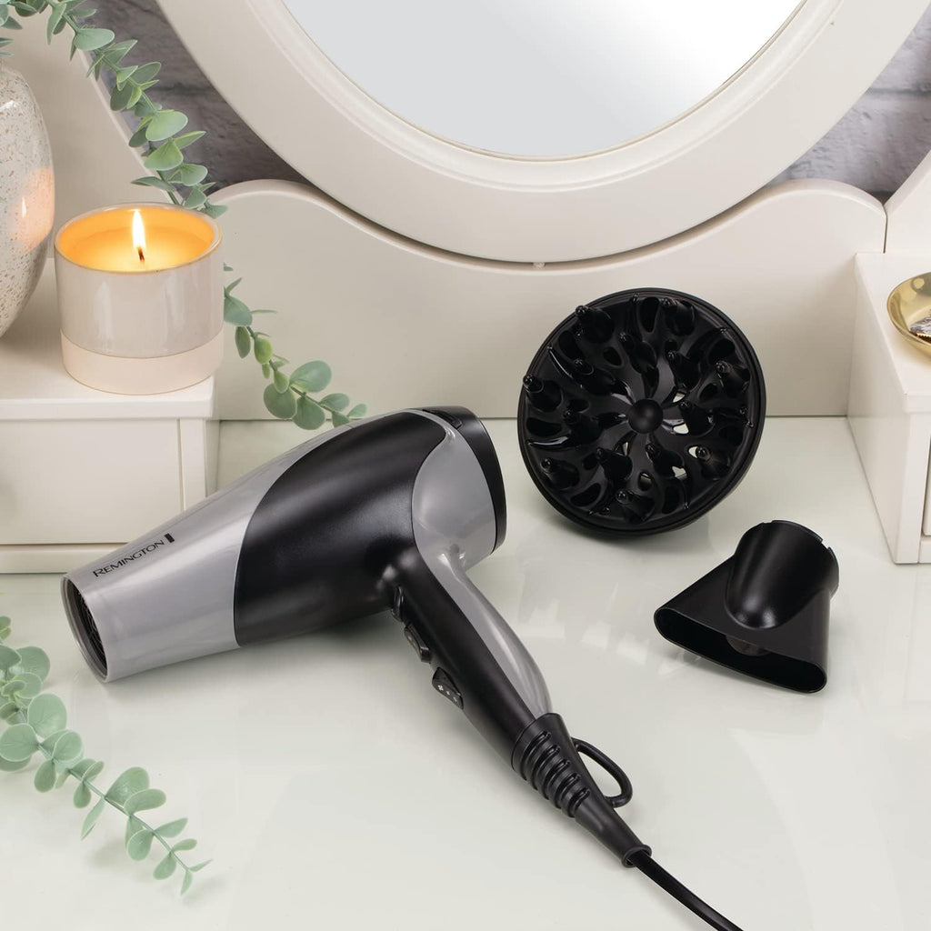 REMINGTON Ionic Dry 2200 D3190S Hair Dryer - Black and Silver