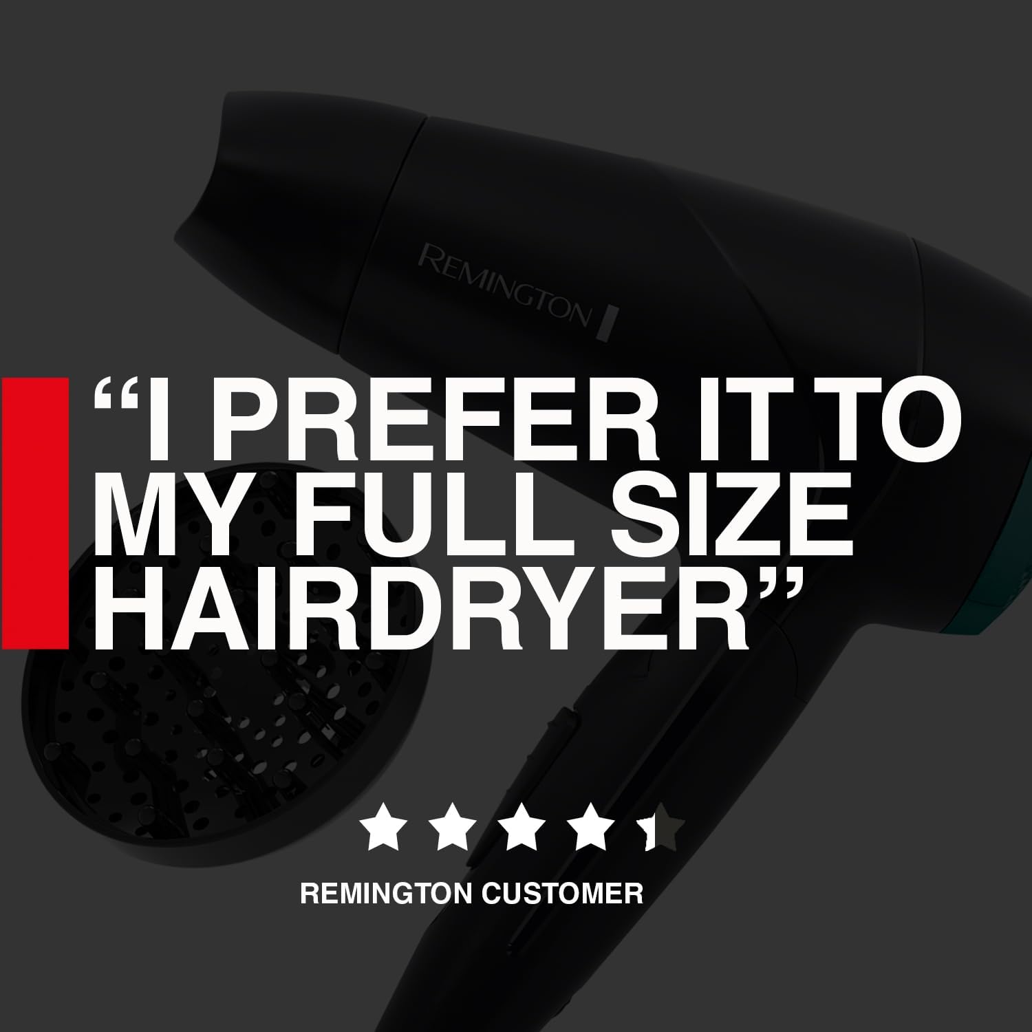 Remington On The Go 2000W Compact Hair Dryer, 2 Heat, 2 Speed, Foldable Handle for Travel