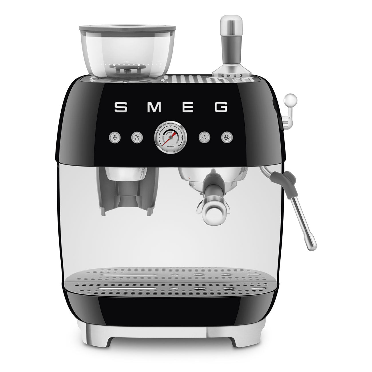 Smeg Black Espresso Machine with Grinder EGF03BLUK | 50's Retro UK