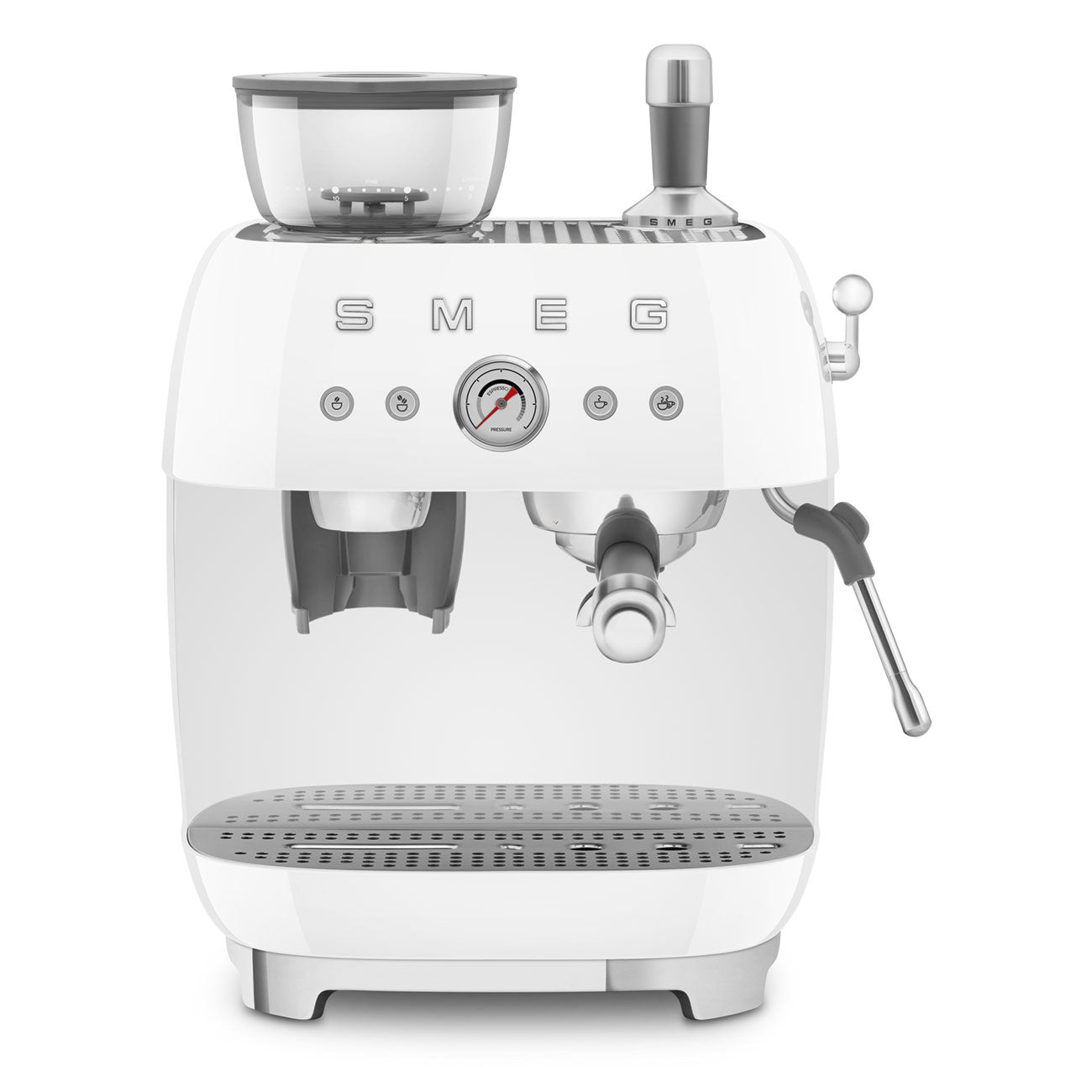 Smeg White Espresso Machine with Grinder EGF03WHUK | 50's Retro UK
