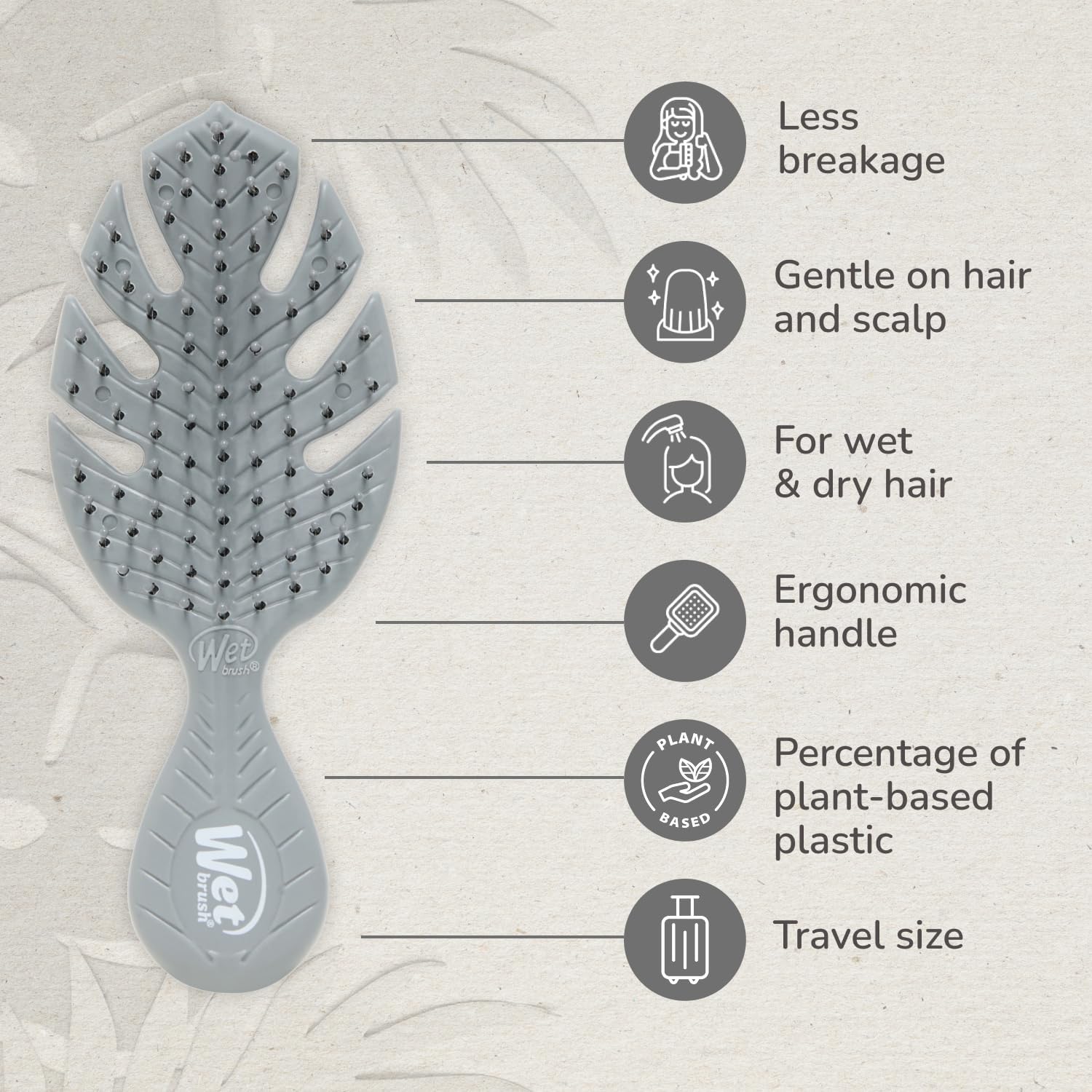 Wet Brush Go Green Mini Detangler - Grey Hairbrush