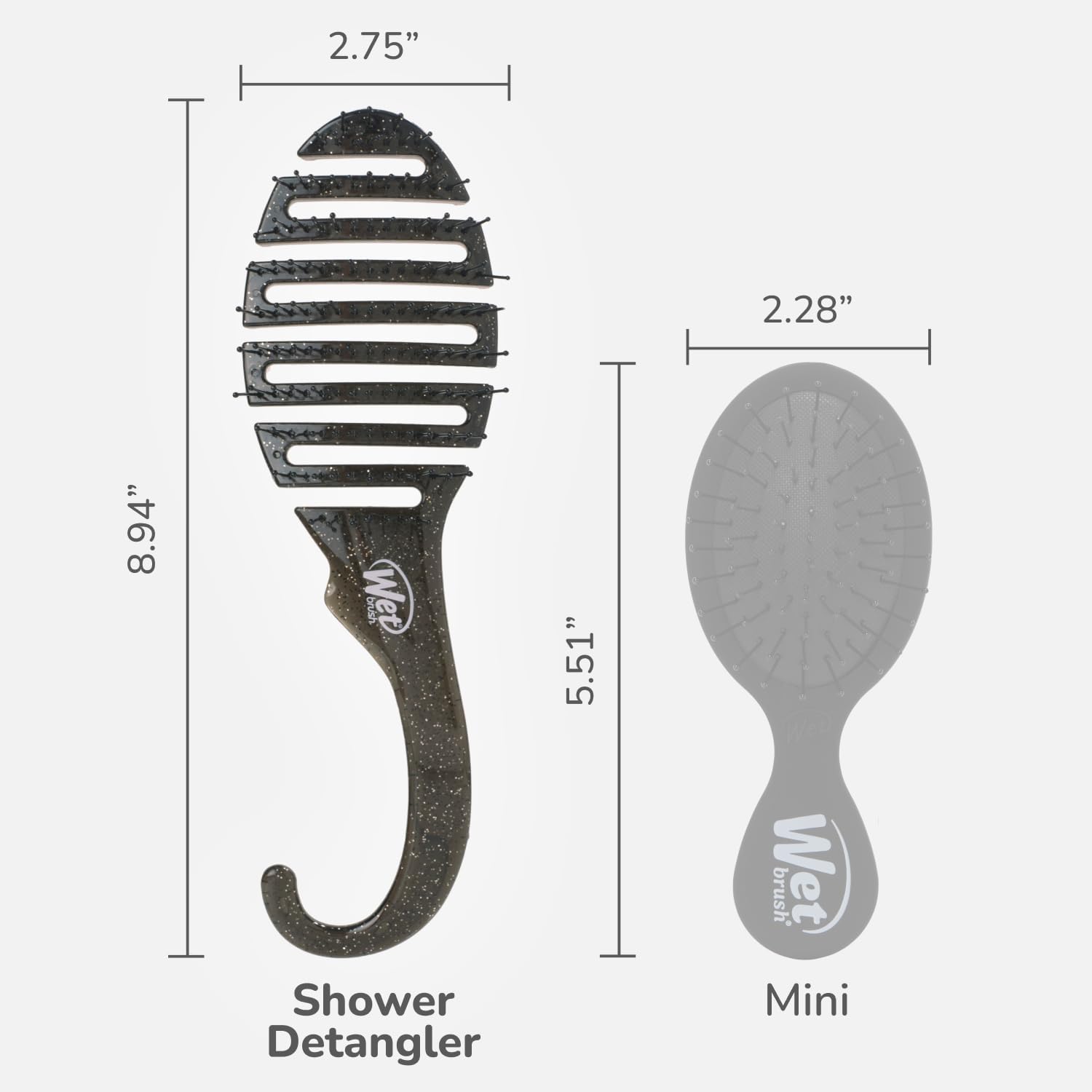 Wet Brush Shower Detangler - Black Glitter