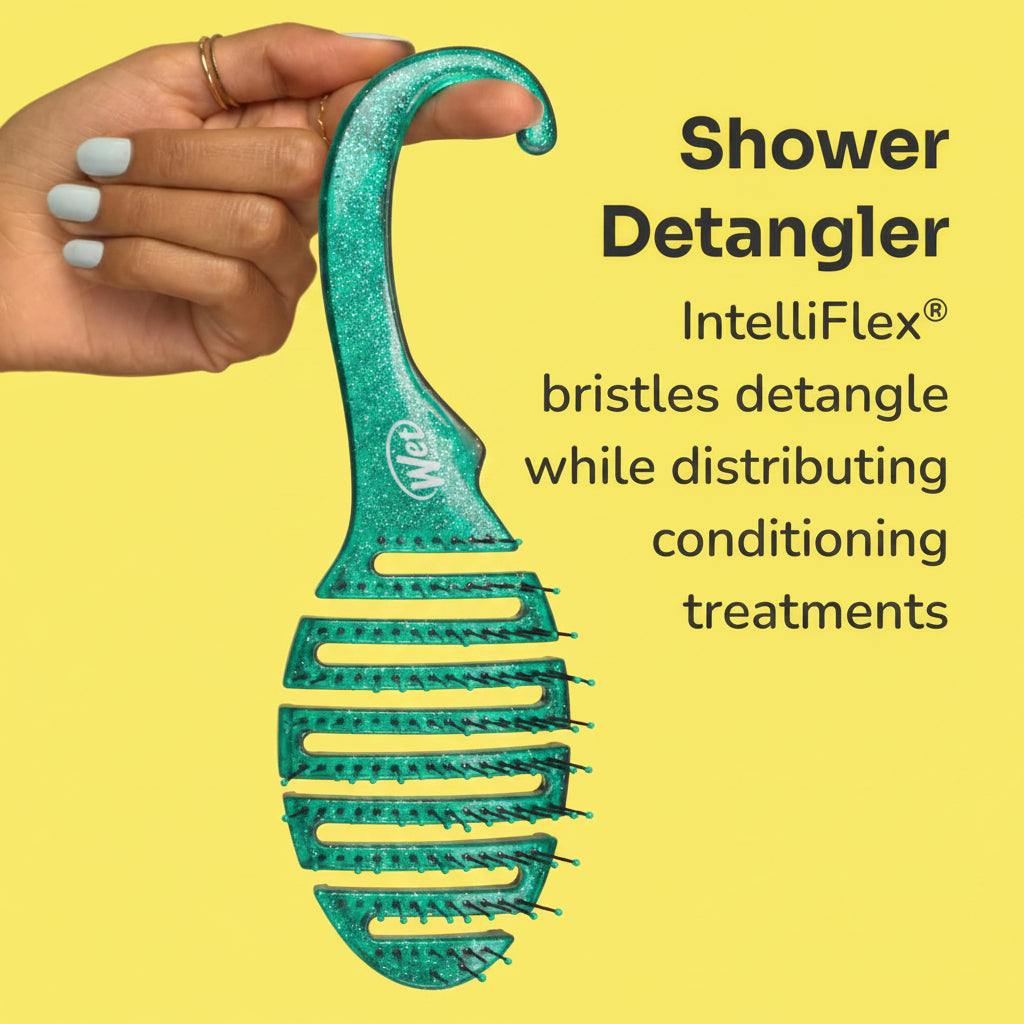 Wet Brush Shower Detangler - TEAL Glitter