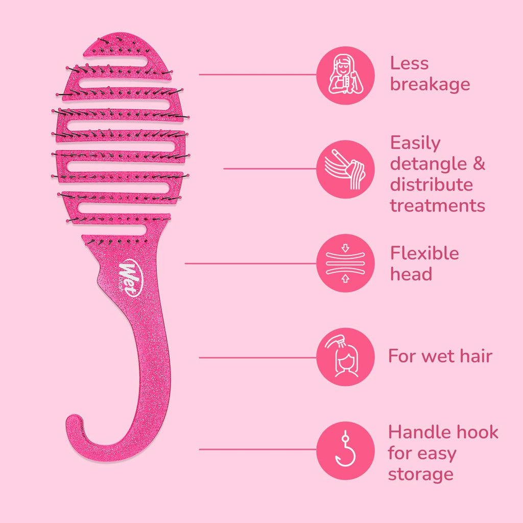 Wet Brush Shower Detangler Brush - pink Glitter