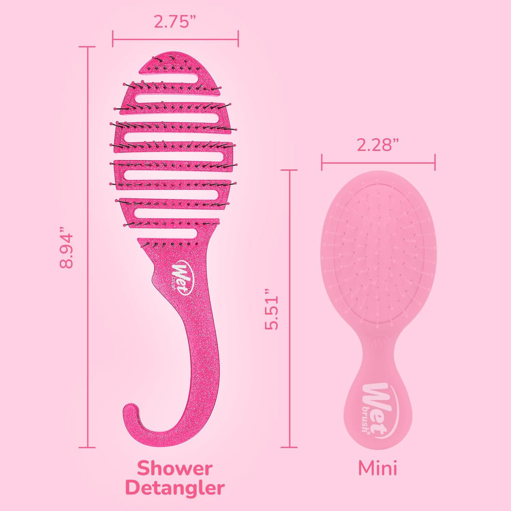 Wet Brush Shower Detangler Brush - pink Glitter