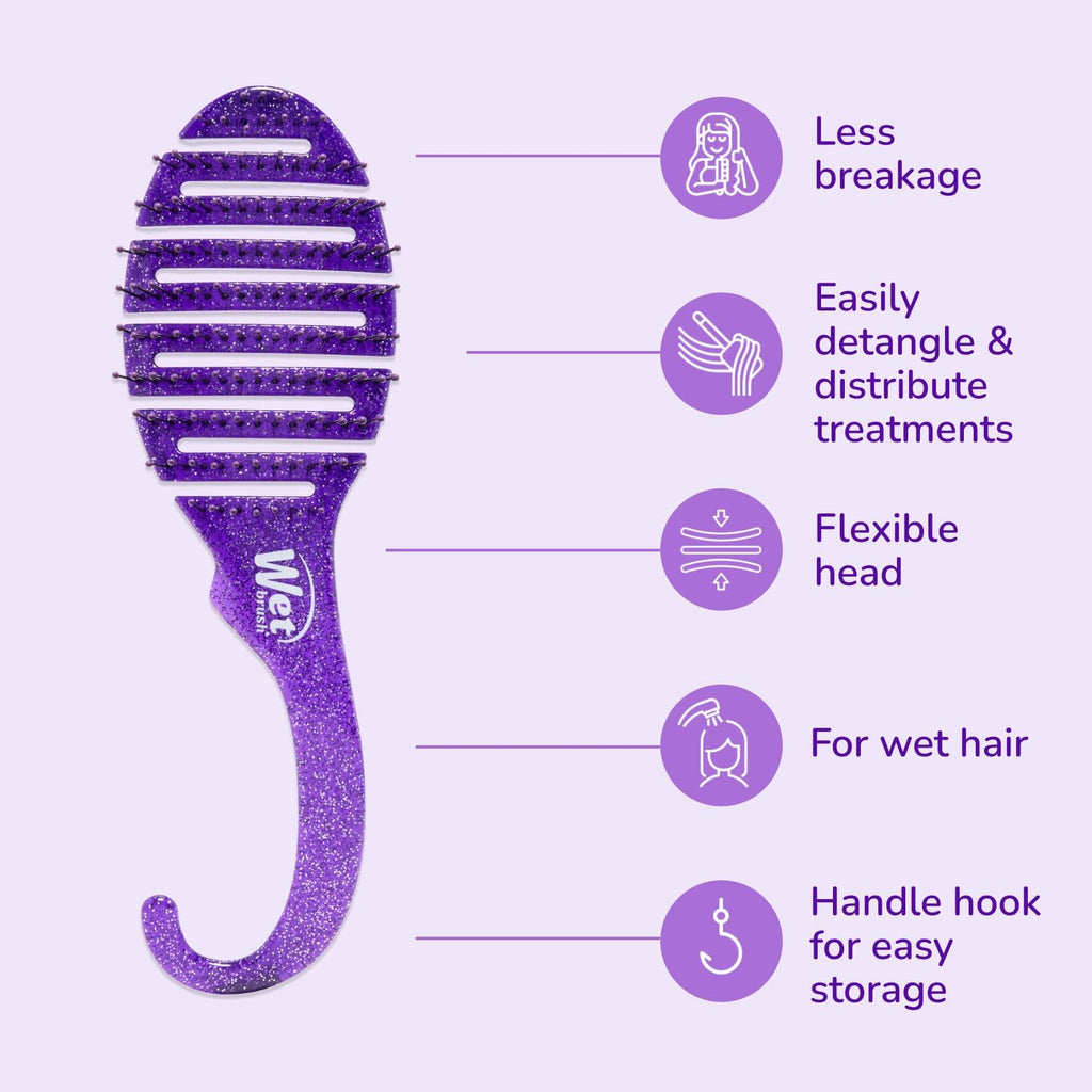 Wet Brush Shower Detangler Brush - Purple Glitter