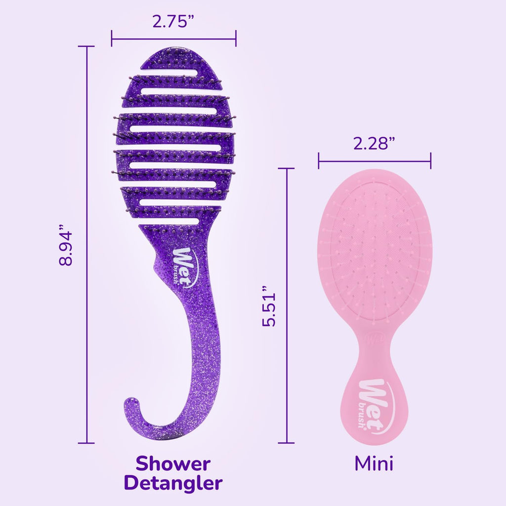Wet Brush Shower Detangler Brush - Purple Glitter