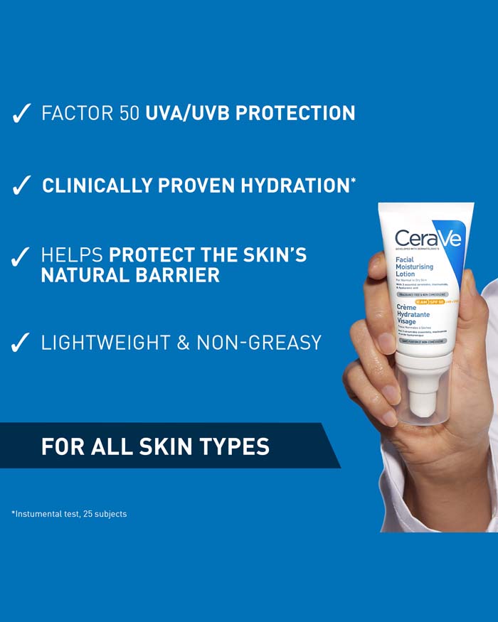 Cerave SPF 50 AM Facial Moisturising Lotion | CeraVe UK