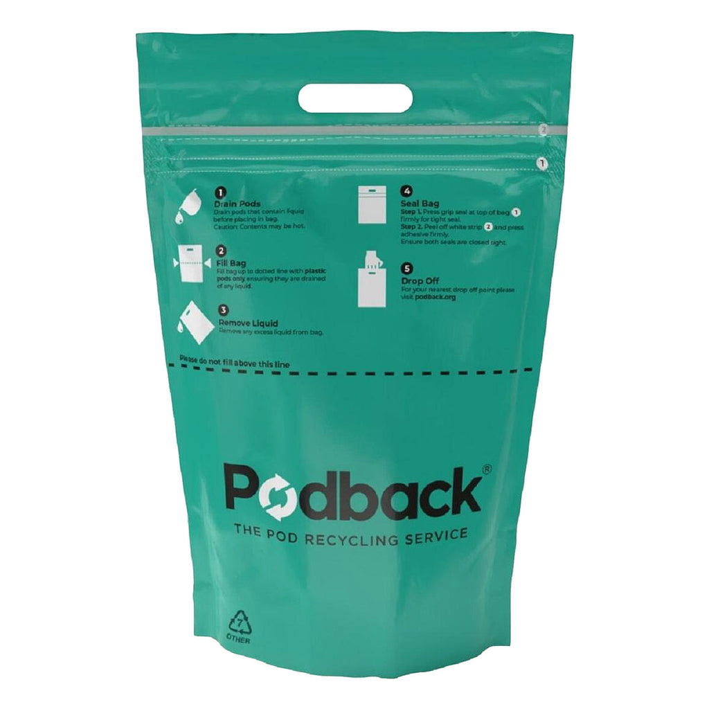 Podback Plastic Pod Recycling Bag Green rear instructions
