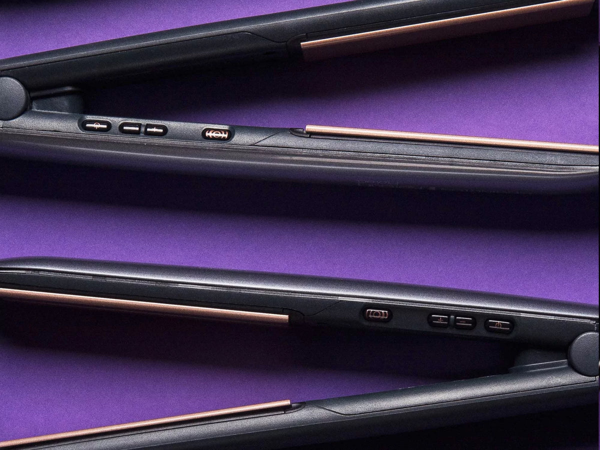 Remington S8598 Keratin Protect straightener controls and intelligent heat protection detail