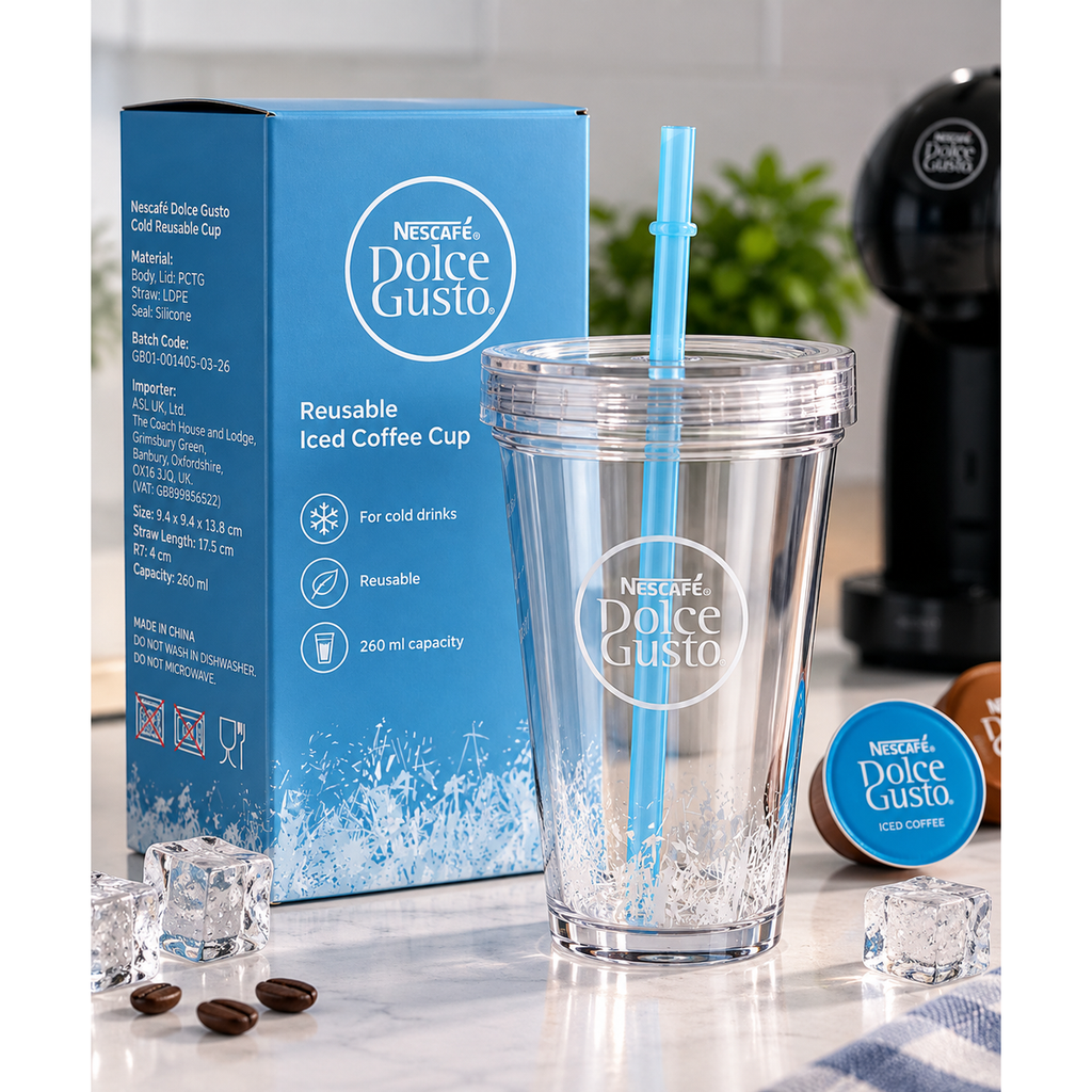 Nescafé Dolce Gusto Cold Reusable Cup 260ml clear cup detail