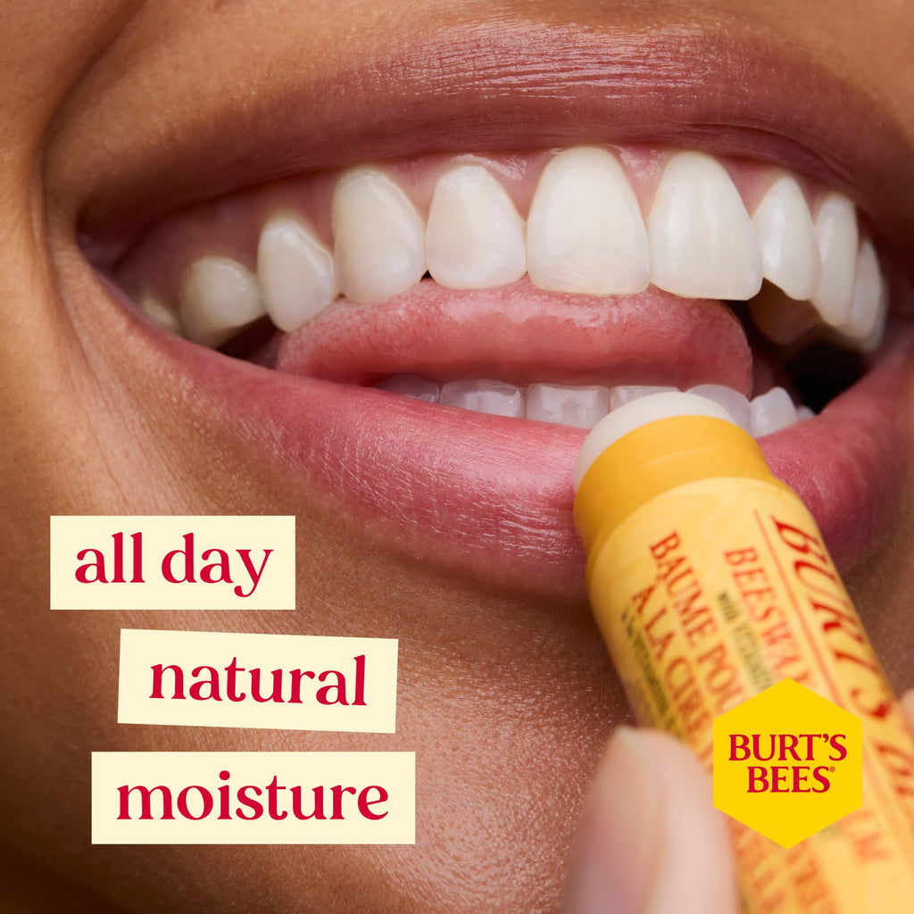 Burt's Bees Beeswax Lip Balm all-day natural moisture benefit
